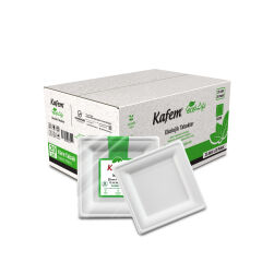 Kafem Ekolojik Kare Tabak 20 cm 25 Li X 20 Paket (Koli)