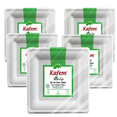 Kafem Ekolojik Kare Tabak 26 cm 25 Adet