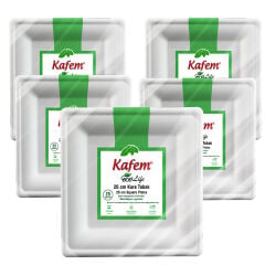 Kafem Ekolojik Kare Tabak 26 cm 25 Li X 5 Paket