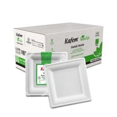 Kafem Ekolojik Kare Tabak 26 cm 25 Li X 20 Paket (Koli)