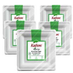 Kafem Ekolojik Kare Tabak 26 cm 25 Li X 20 Paket (Koli)