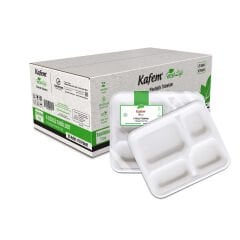 Kafem Ekolojik 4 Göz Tabldot Karton Tabak 25 li X 10 Paket (Koli)
