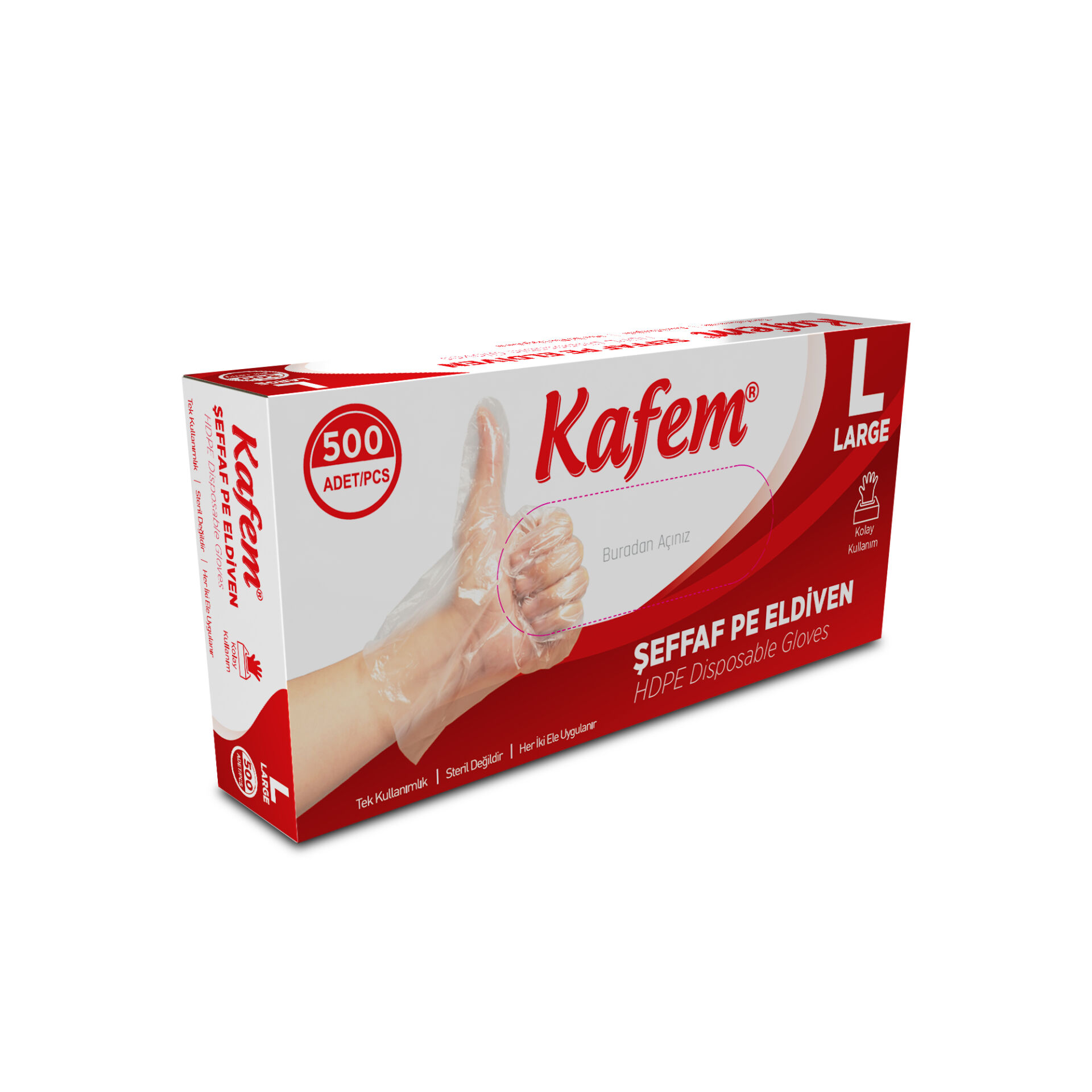 Kafem PE Tek Kullanımlık Şeffaf Eldiven 500 Lü