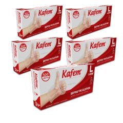 Kafem PE Tek Kullanımlık Şeffaf Eldiven 500 Lü X 5 Paket
