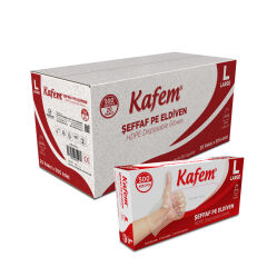 Kafem PE Tek Kullanımlık Şeffaf Eldiven 500 Lü X 20 Paket (Koli)