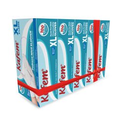 Kafem Beyaz Nitril Eldiven Pudrasız (XL) 100 Lü X 5 Paket
