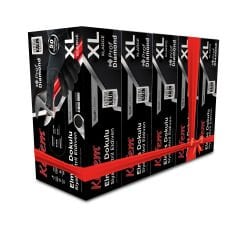 Kafem Prof Dia Ekstra Kalın Siyah Nitril Eldiven Elmas Dokulu XL 50 Adet x 5 Paket