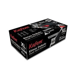Kafem Prof Dia Ekstra Kalın Siyah Nitril Eldiven Elmas Dokulu XL 50 Adet x 5 Paket