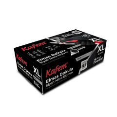 Kafem Prof Dia Ekstra Kalın Siyah Nitril Eldiven Elmas Dokulu XL 50 Adet x 20 Paket - Koli