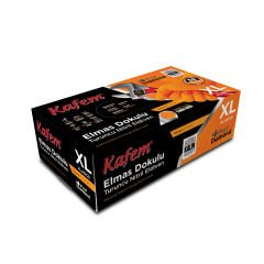 Kafem Prof Dia Ekstra Kalın Turuncu Nitril Eldiven Elmas Dokulu XL 50 Adet x 20 Paket - Koli