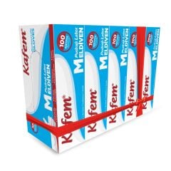 Kafem Beyaz Lateks Eldiven Pudralı (M) 100 Lü X 5 Paket