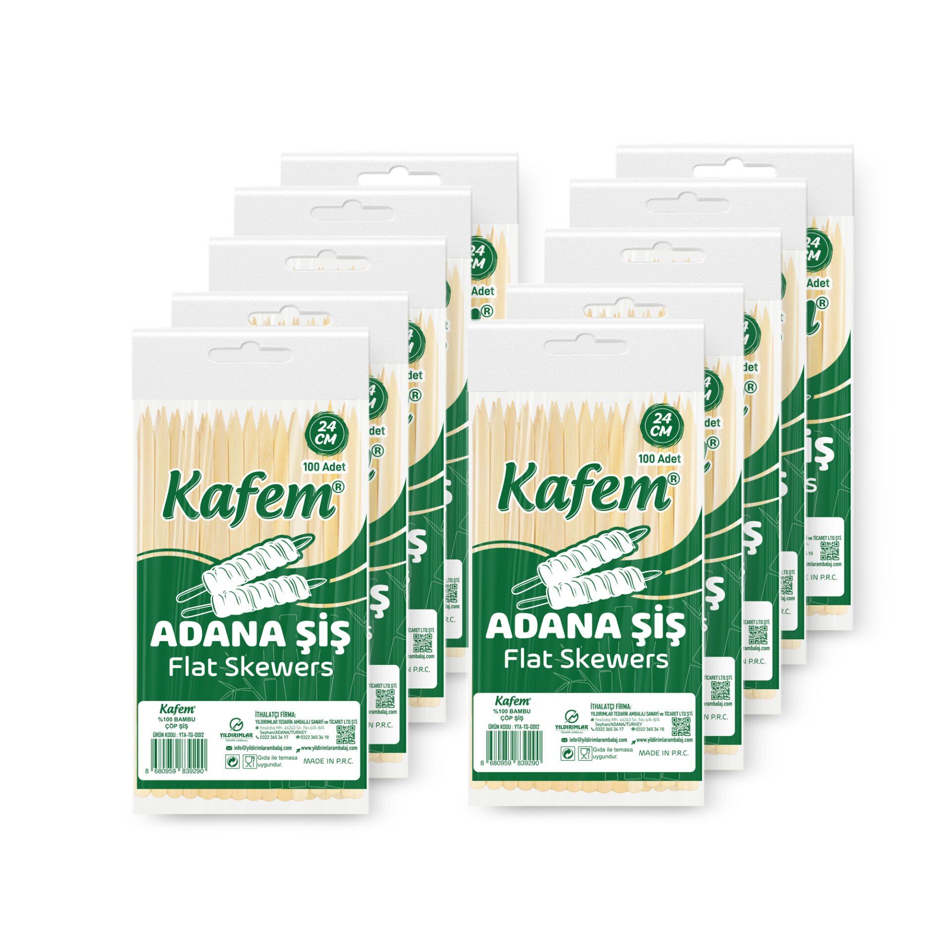 Kafem Adana Çöp Şiş 24 cm 100 Adet X 10 Paket