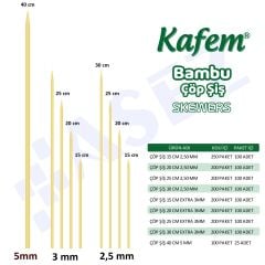 Kafem Bambu Çöp Şiş 25 cm 100 Lü X 50 Paket
