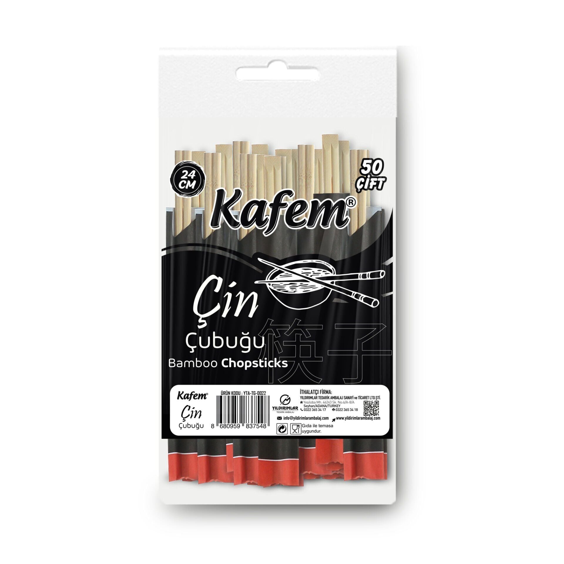 Bambu Çin Çubuğu (Chopsticks) 24 cm - 50 Çift - Kafem