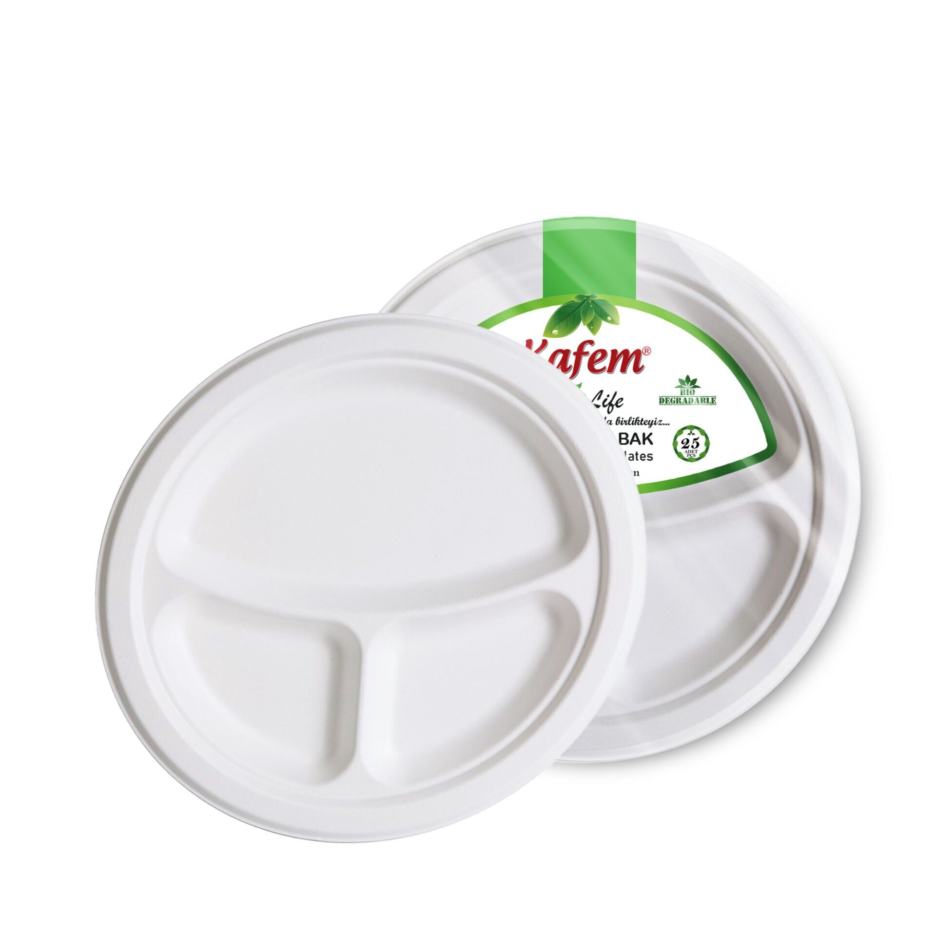 Kafem Ekolojik 3 Gözlü Karton Tabak 25 Adet