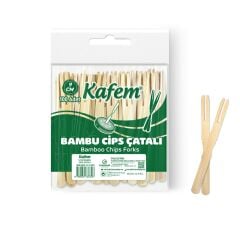 Kafem Bambu Cips Çatalı  9 cm 100 Lü X 10 Paket