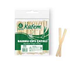 Kafem Bambu Cips Çatalı  9 cm 100 Lü X 10 Paket