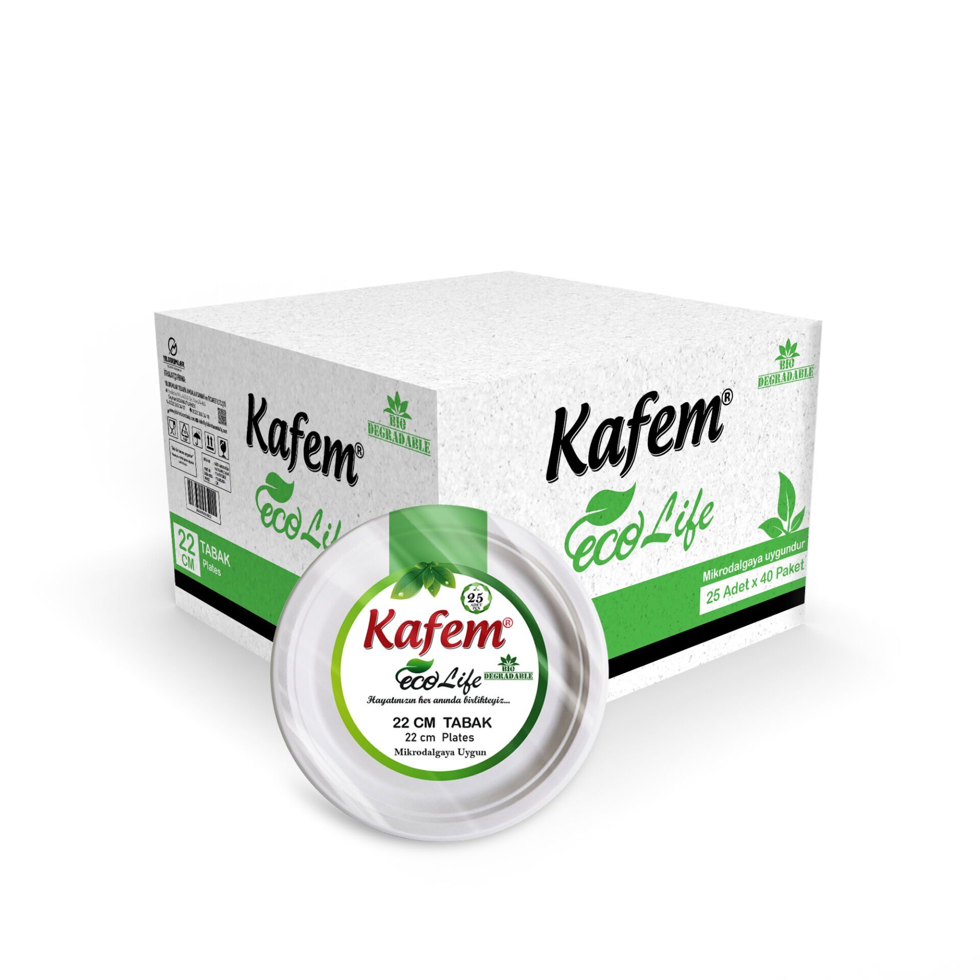 Kafem Ekolojik Karton Tabak 22 cm 25 li X 40 Paket (Koli)