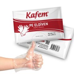 Kafem PE Tek Kullanımlık Şeffaf Eldiven 100 Lü X 100 Paket (Koli)