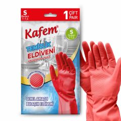 Kafem Temizlik Eldiveni (7-7,5) Small Kırmızı X 25 Paket (Kutu)