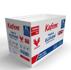 Kafem Temizlik Eldiveni (10-10,5) XLarge Kırmızı X 200 Paket (Koli)