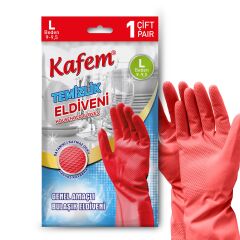 Kafem Temizlik Eldiveni (9-9,5) Large Kırmızı X 5 Paket