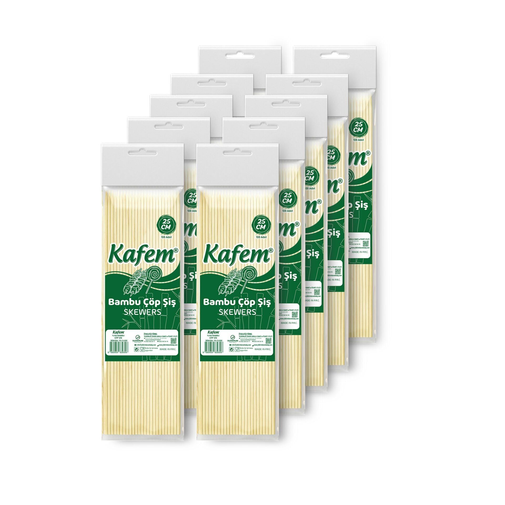 Kafem Bambu Çöp Şiş 25 cm 100 Lü X 10 Paket