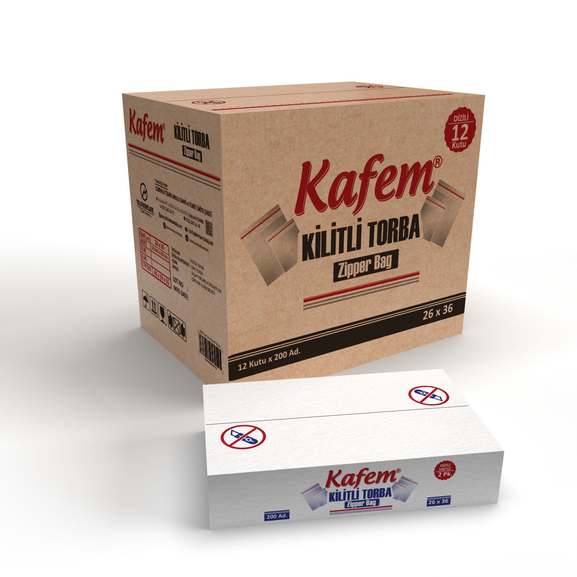 26 X 36 cm Kilitli Poşet / Naylon Torba  (2.400 Adet ) Koli  -  Kafem