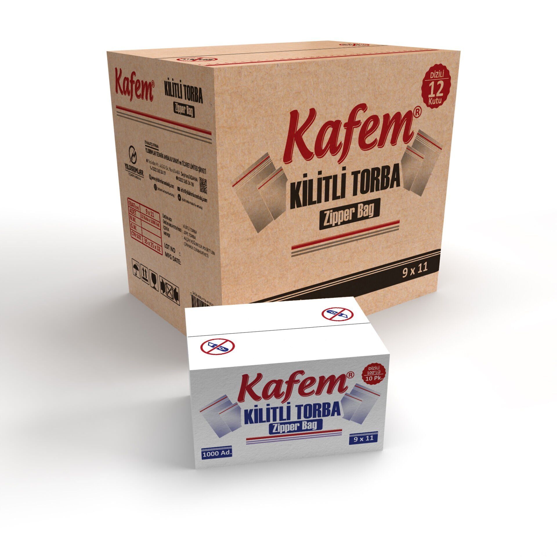 9 X 11cm Kilitli Poşet / Naylon Torba  ( 12.000 Adet ) Koli  -  Kafem