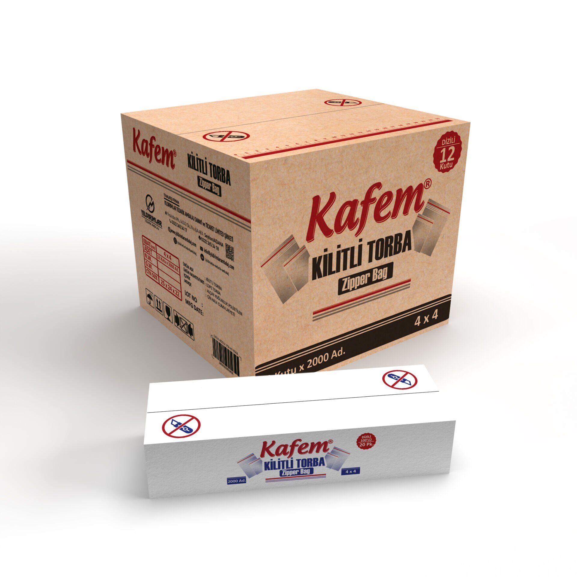 4 X 4 cm Kilitli Poşet / Naylon Torba  (24000 Adet ) Koli  -  Kafem