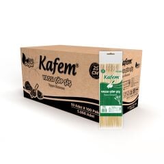 Kafem Yassı Çöp Şiş - Sunum Kürdanı 25 cm 50 Li x 100 Paket (Koli)