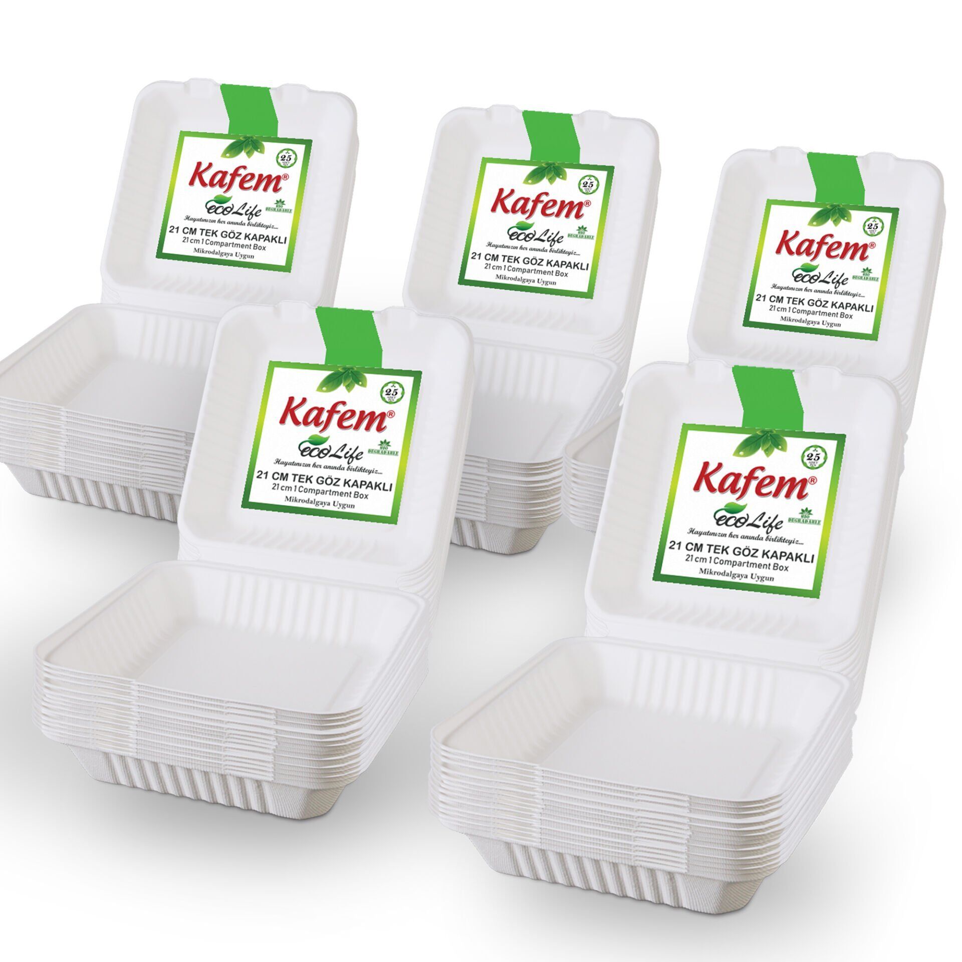 Kafem Ekolojik TekGöz Kapaklı Karton Tabak 25 li X 5 Paket