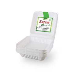 Kafem Ekolojik TekGöz Kapaklı Karton Tabak 25 li X 5 Paket