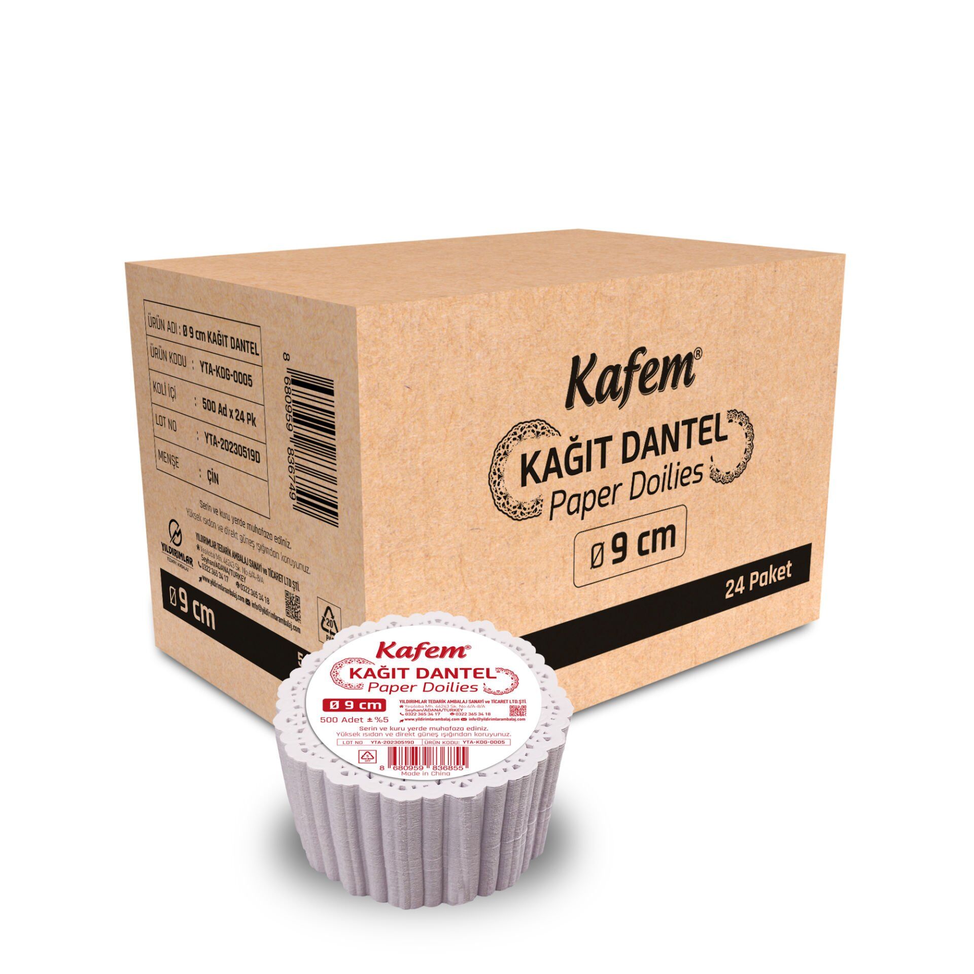Kafem Dantel Kağıt 9 cm 500 Lü x 24 Paket (Koli)