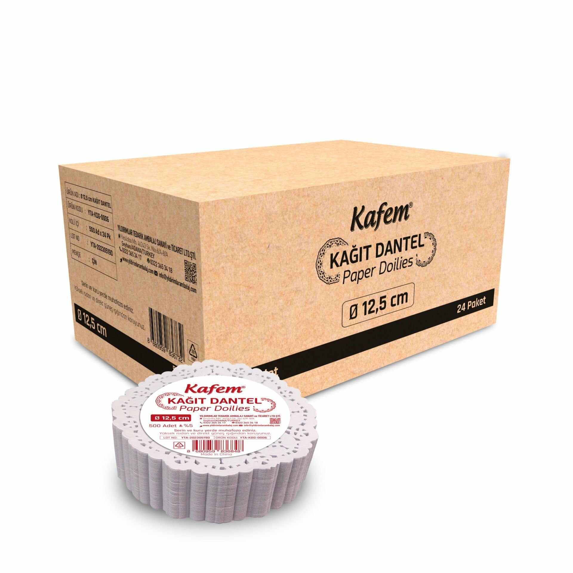 Kafem Dantel Kağıt 12,5 cm 500 Lü x 24 Paket