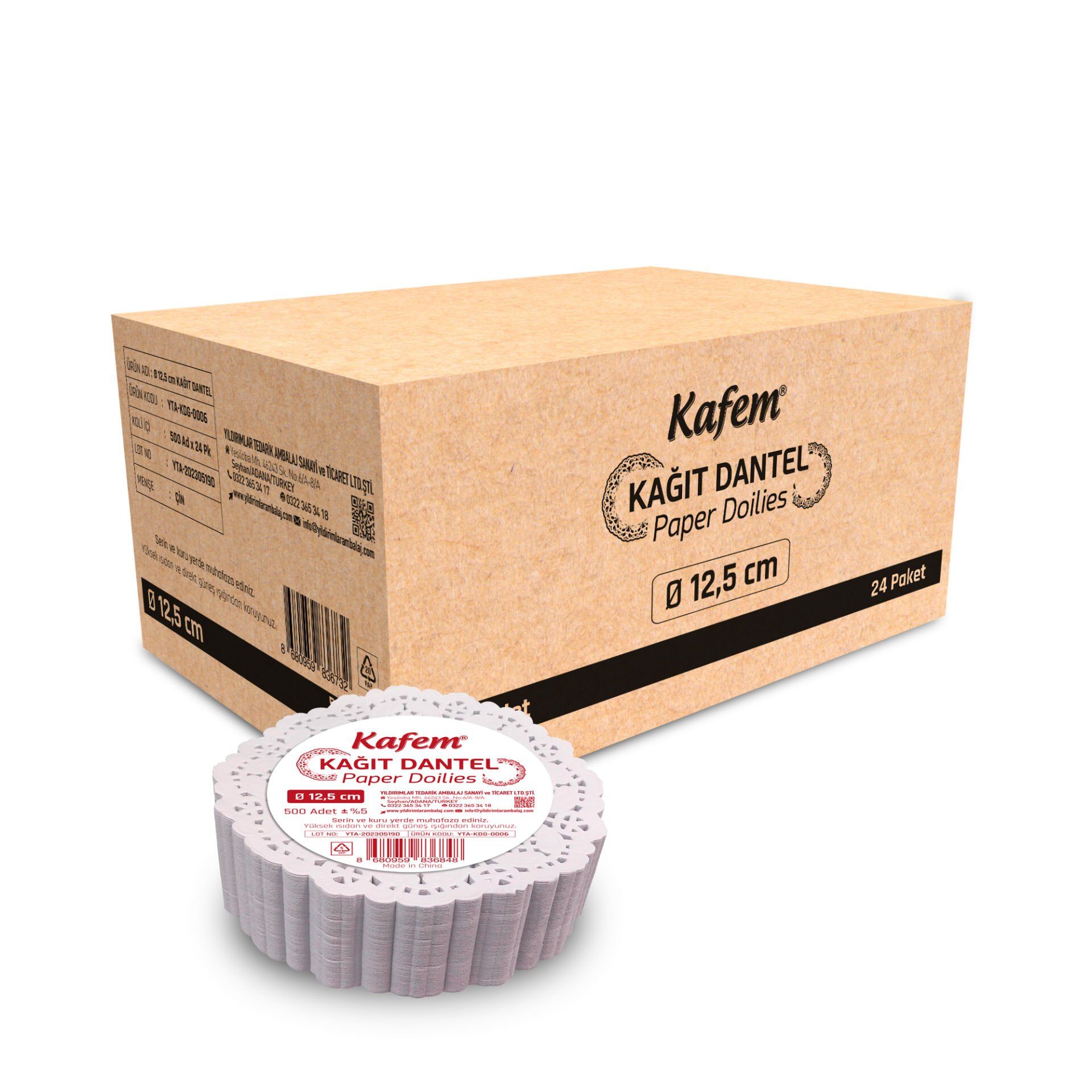 Kafem Dantel Kağıt 12,5 cm 500 Lü x 24 Paket