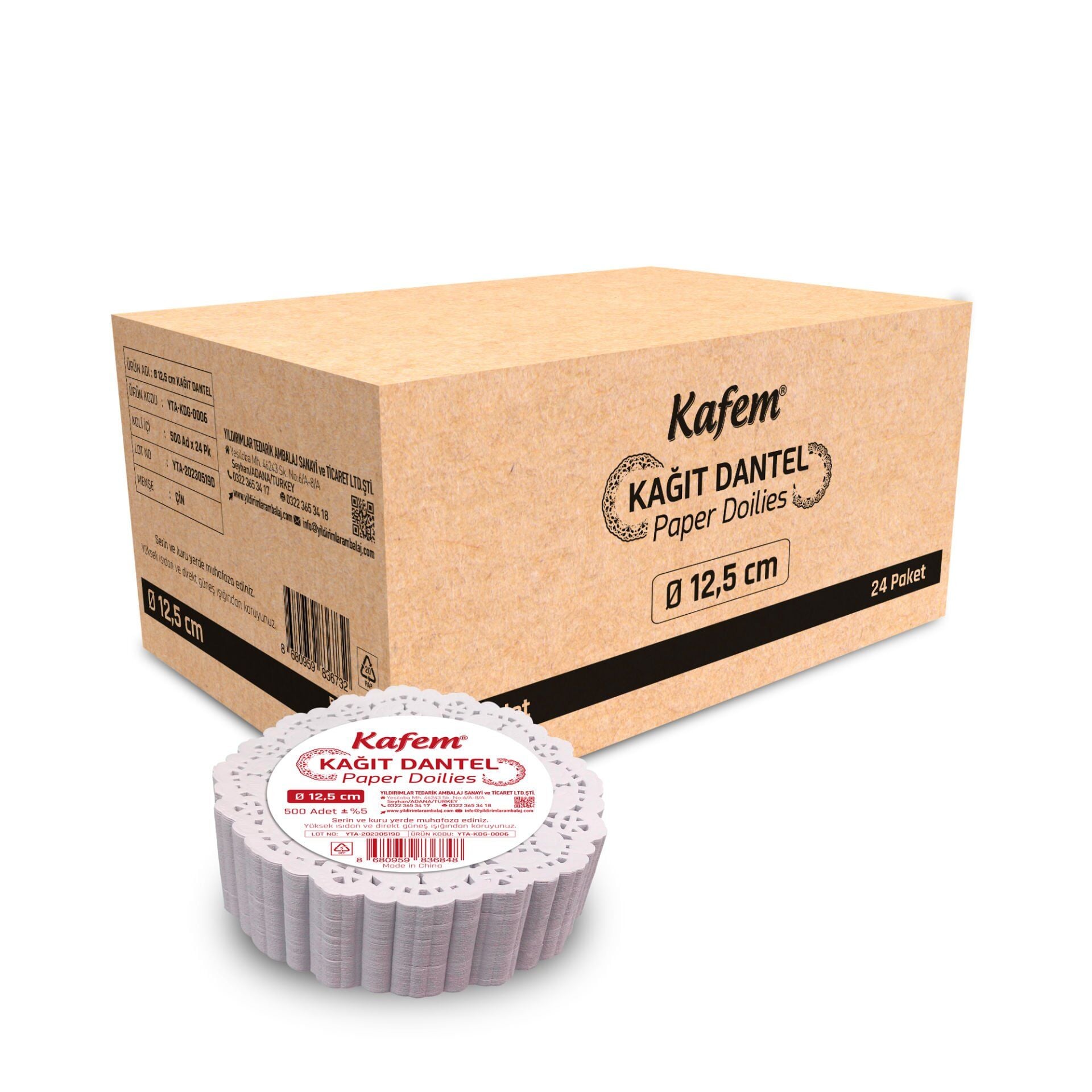 Kafem Dantel Kağıt 12,5 cm 500 Lü x 24 Paket