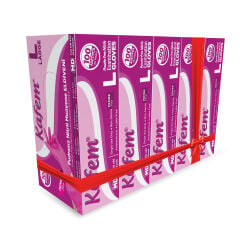 Kafem Pembe Nitril Eldiven Pudrasız (L) 100 Lü X 5 Paket