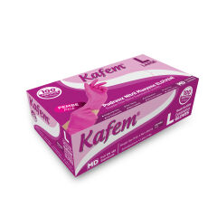 Kafem Pembe Nitril Eldiven Pudrasız (L) 100 Lü X 5 Paket