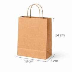 Kraft Çanta Kahverengi 18x24cm 25li x 5 Paket