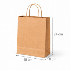 Kraft Çanta Kahverengi 18x24cm 25li x 10 Paket (Koli)
