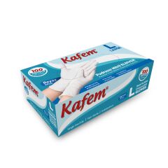 Kafem Beyaz Nitril Eldiven Pudrasız (L) 100 Lü X 5 Paket