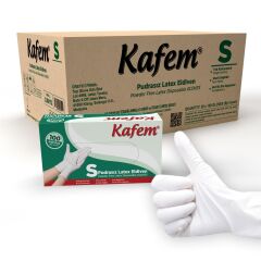 Kafem Beyaz Lateks Eldiven Pudrasız (S) 100 Lü X 20 Paket (Koli)