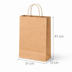 Kraft Çanta Kahverengi 31x41cm 25li