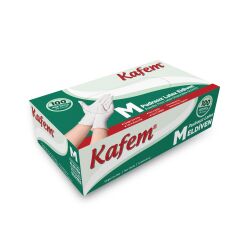 Kafem Beyaz Lateks Eldiven Pudrasız (M) 100 Lü X 20 Paket (Koli)
