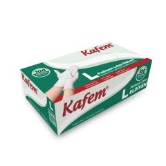 Kafem Beyaz Lateks Eldiven Pudrasız (L) 100 Lü X 5 Paket