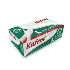 Kafem Beyaz Lateks Eldiven Pudrasız (L) 100 Lü X 20 Paket (Koli)