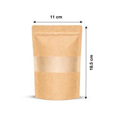 Kraft Pencereli Kilitli Doypack 11x18.5 cm 100 lü x 5 Paket