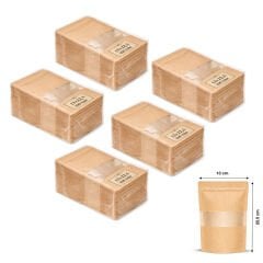 Kraft Pencereli Kilitli Doypack 13x22.5 cm 100 lü x 5 Paket