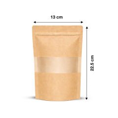 Kraft Pencereli Kilitli Doypack 13x22.5 cm 100 lü x 5 Paket